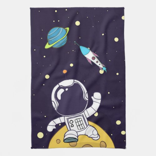 Spaceman Astronaut Exploring Outer Space Kitchen Towel
