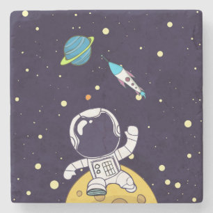 Spaceman Astronaut Exploring Outer Space Stone Coaster