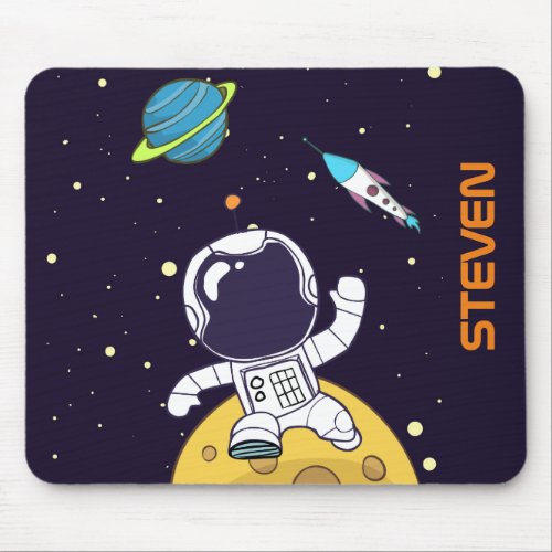 Spaceman Astronaut Floating in Outer Space Mouse Pad
