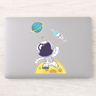 Spaceman Astronaut Floating in Outer Space Sticker