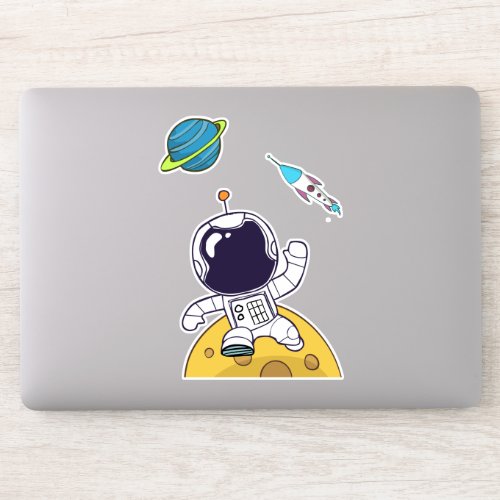 Spaceman Astronaut Floating in Outer Space Sticker