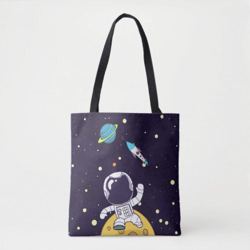 Spaceman Astronaut Floating in Outer Space Tote Bag