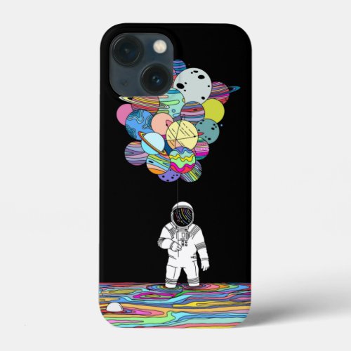 Spaceman Astronaut Planets Balloons Funny Retro iPhone 13 Mini Case