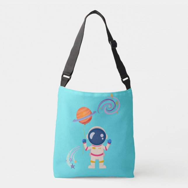 Spaceman cartoon adventures. crossbody bag (Front)