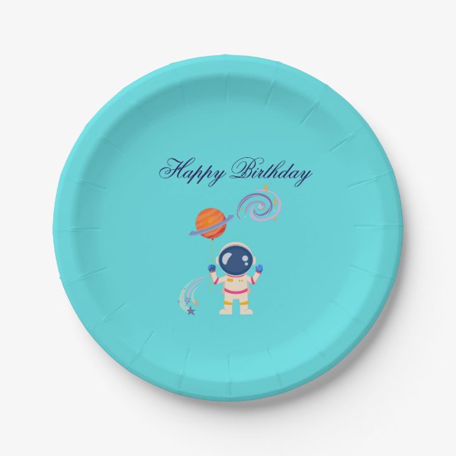 Spaceman cartoon adventures. paper plates (Front)