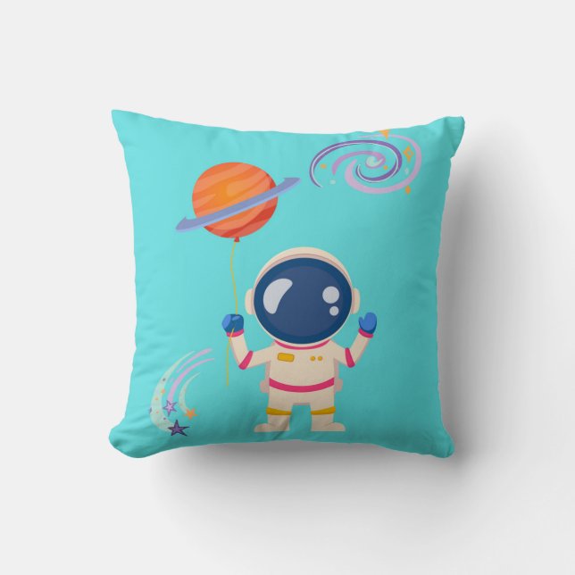 Spaceman cartoon adventures. throw pillow (Front)
