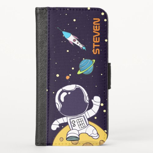 Spaceman Exploring Outer Space iPhone X Wallet Case