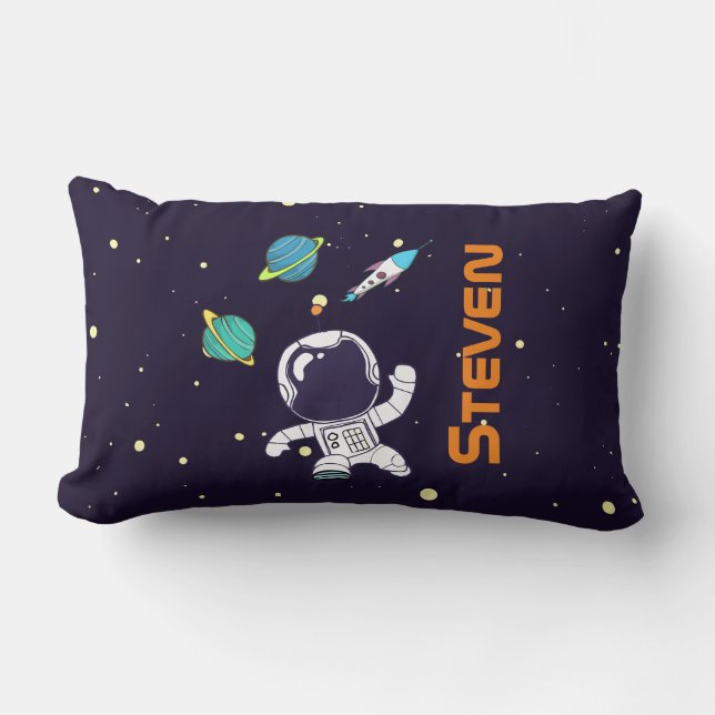 Spaceman Exploring Outer Space Lumbar Pillow (Front)