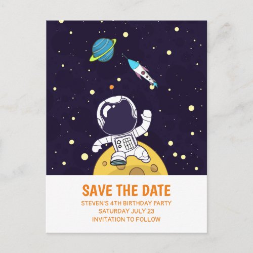 Spaceman Exploring Outer Space Save the Date Postcard