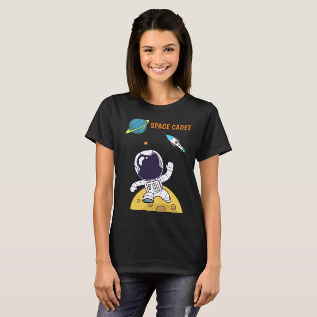 Spaceman Exploring Outer Space Space Cadet T-Shirt (Front Full)
