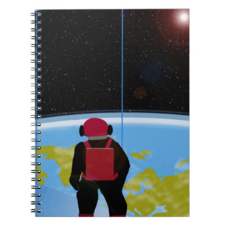 Spaceman in Extraterrestial craft sun and earth Notebook