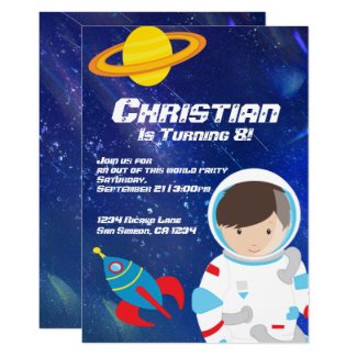 Spaceman Outer Space Star Filled Sky Birthday Card