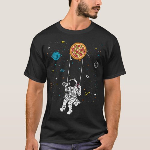 Spaceman Pizza Funny Fast Food Solar System Astro T_Shirt