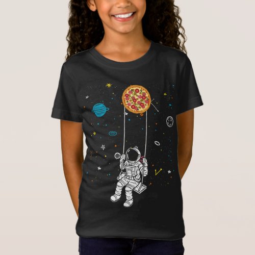 Spaceman Pizza Funny Fast Food Solar System Astro T_Shirt