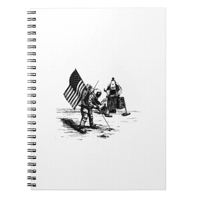 Spaceman Planting American Flag on the Moon Notebook (Front)