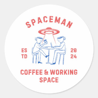 spaceman retro  classic round sticker