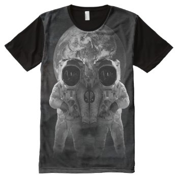Spaceman Skull Earth Space Illusion Tshirt by funny_tshirt at Zazzle