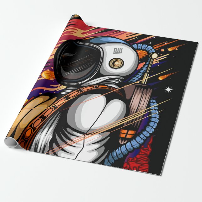Spaceman Wrapping Paper (Unrolled)