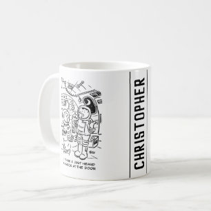 Spacemen on Spaceship Hear Knock at Door Coffee Mug