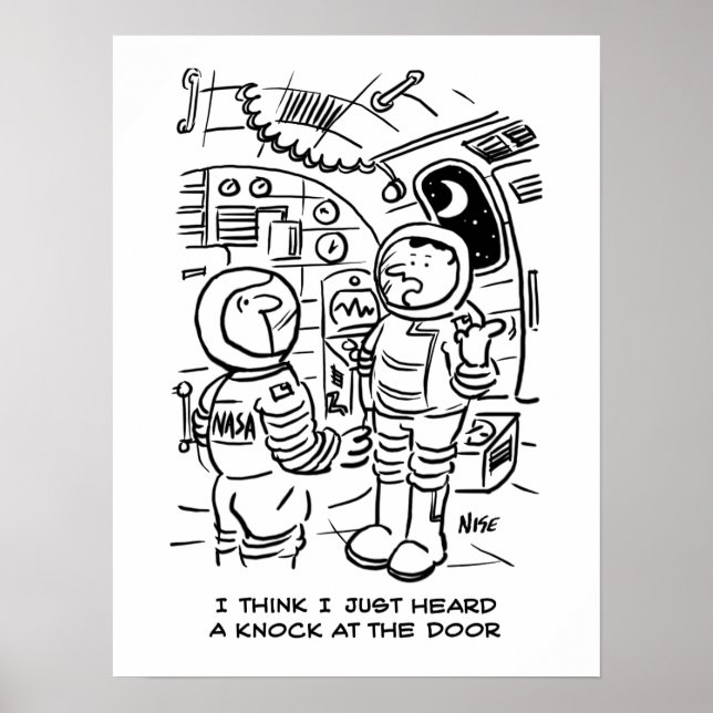 Spacemen on Spaceship Hear Knock at Door Poster (Front)