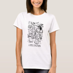 Spacemen on Spaceship Hear Knock at Door T-Shirt