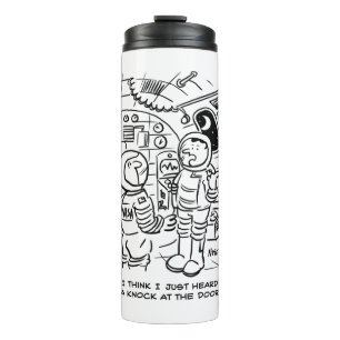 Spacemen on Spaceship Hear Knock at Door Thermal Tumbler