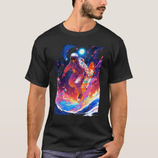 Spacer surfing the waves of an alien planet hangin T-Shirt