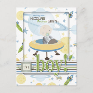 Spaceship Astronaut Baby Shower Invitations