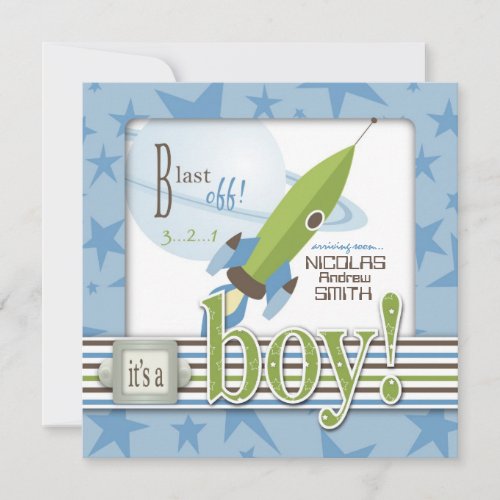 For Baby Boy Invitation Square