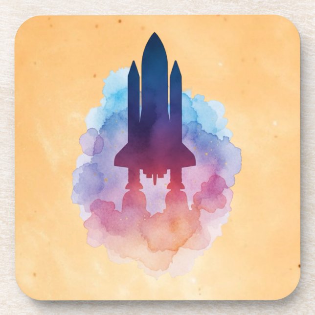 Spaceship Beverage Coaster (Front)
