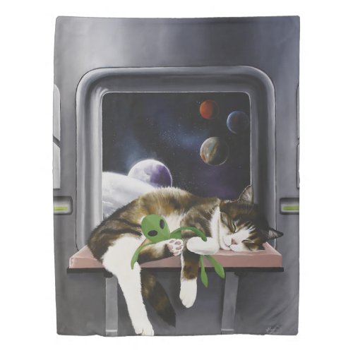 Spaceship Cat Sci_Fi Cute Duvet Cover