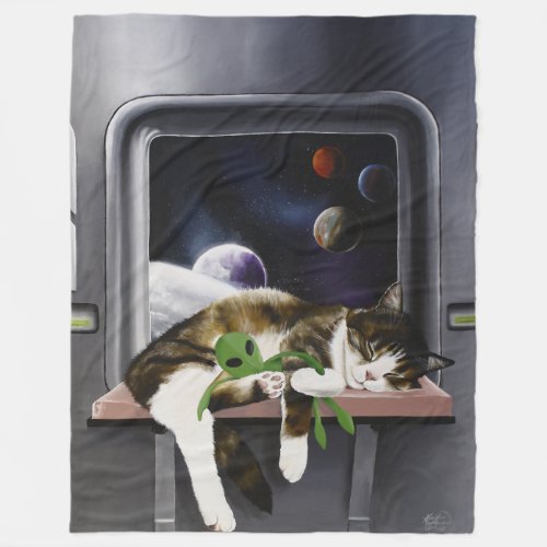 Spaceship Cat Sci_Fi Cute Fleece Blanket