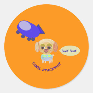 Spaceship classic round sticker