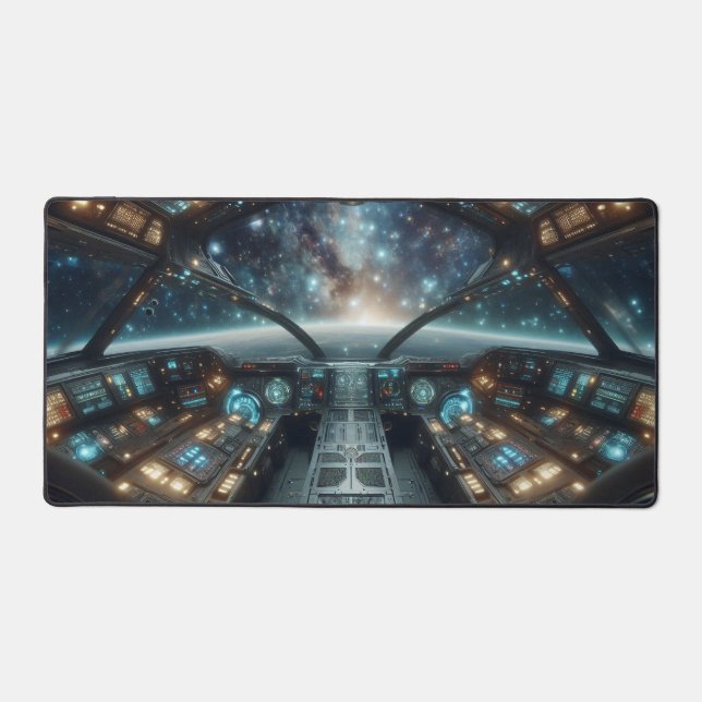 Spaceship Cockpit , Science Fiction Design  Desk Mat (Front)