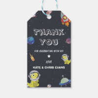 Spaceship Dinosaur Star Planet Galaxy Baby Shower Gift Tags