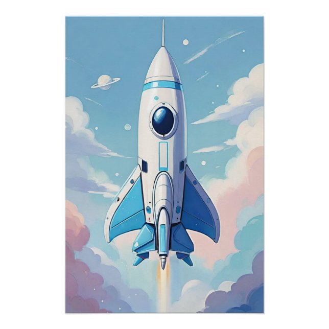 Spaceship flying in the sky poster (Front)