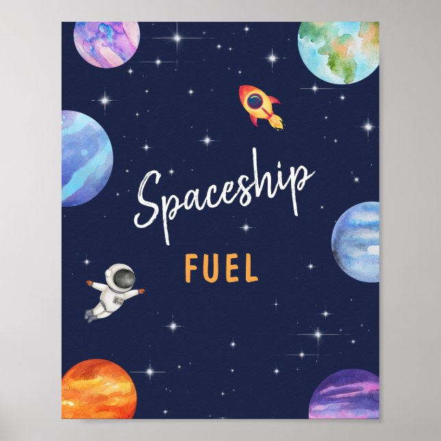 Spaceship Fuel Editable Birthday Party Sign (Front)