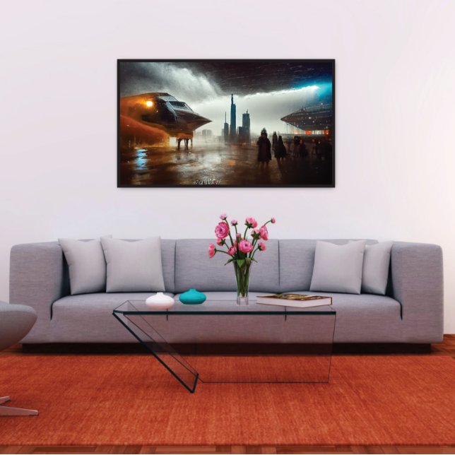 Spaceship in Futuristic City Poster (Creator Uploaded)