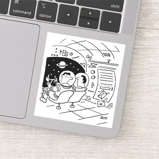 Spaceship in Outer Space has Mail Delivered Sticker (Detail)