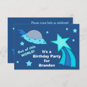 Spaceship Kids Birthday Party Invitation