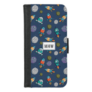 Spaceship Pattern custom monogram phone wallets