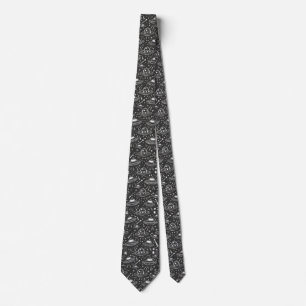 Spaceship Pattern Neck Tie