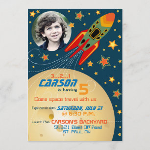 Spaceship Planets & Stars Photo Template Birthday