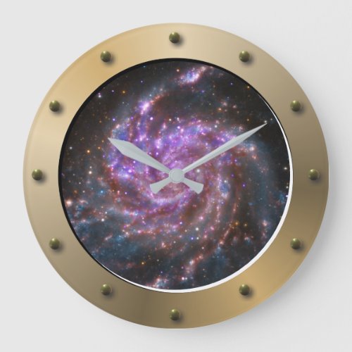 Spaceship Porthole Space Spiral Galaxy Large Clock