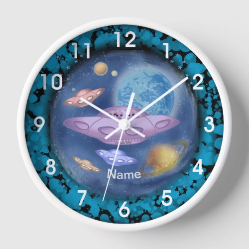 Spaceship Roadtrip custom name Clock