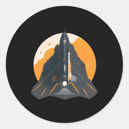 Spaceship Space Spacecraft Science Classic Round Sticker