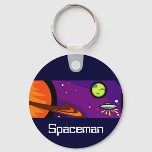 Spaceship to Saturn Keychain
