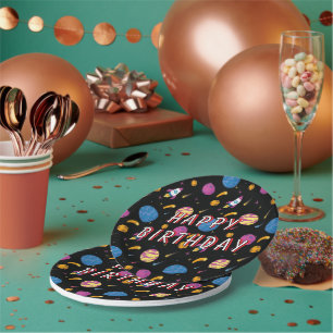 Spaceship Travelling Galaxy Pattern Paper Plates