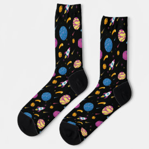 Spaceship Travelling Galaxy Pattern Socks