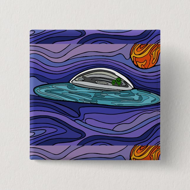 Spaceship UFO Alien UAP paranormal Button (Front)